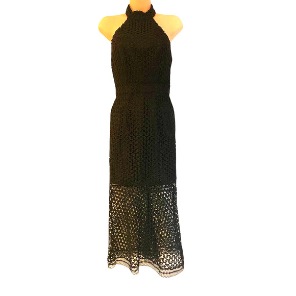 JARLO Crochet Mermaid Halter Sheath Cocktail Club Formal Midi Dress - Picture 4 of 13